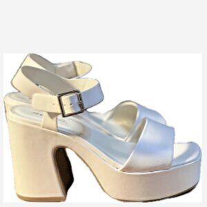 Soda Platform Sandal Y2K Chunky High Heeled Women's Size 8.5 Off White Open Toe